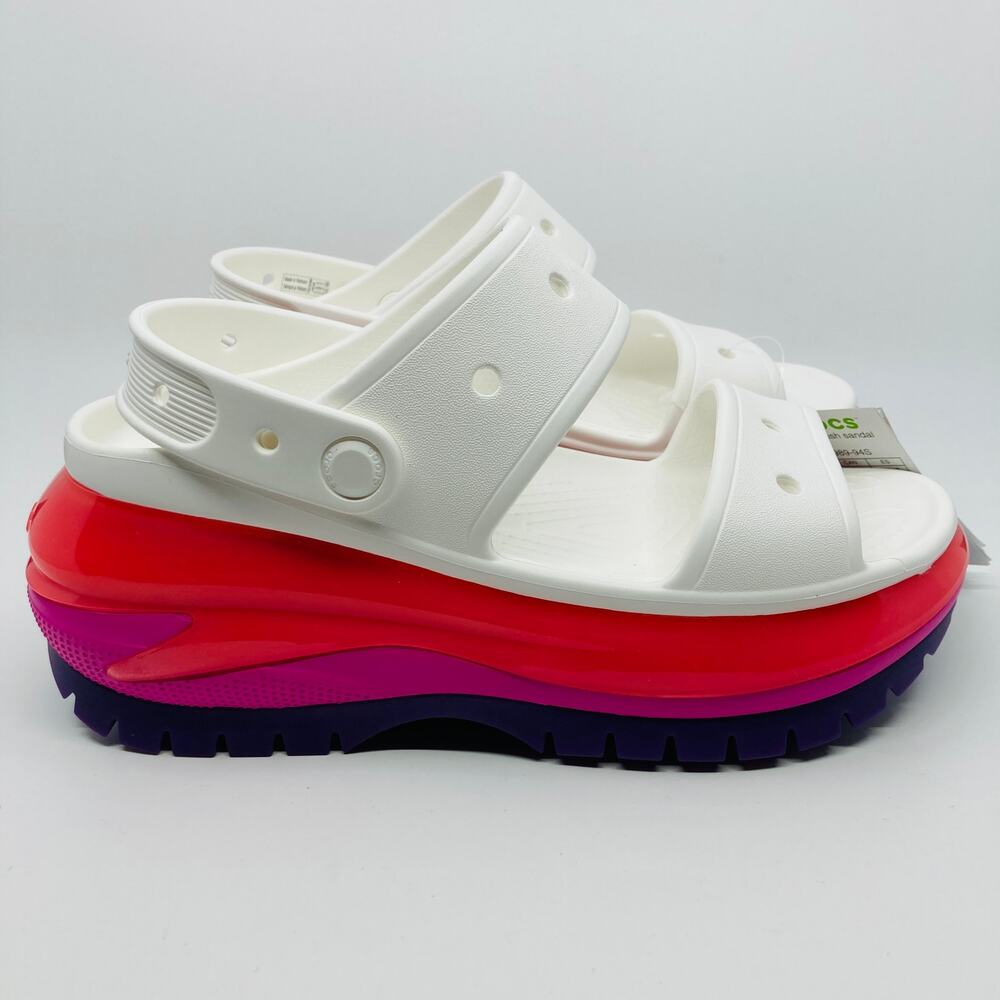 Crocs Mega Crush Sandal Clogs Womens 8 Mens 6 Platform White Pink Purple New